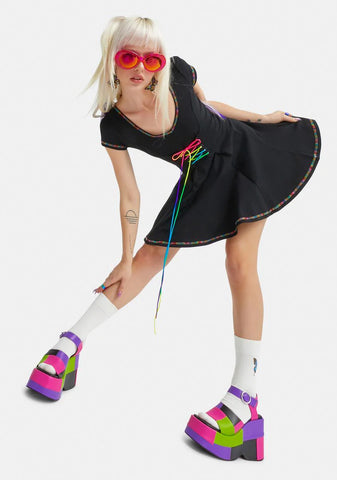 Vibrant Mood Lace Up Dress