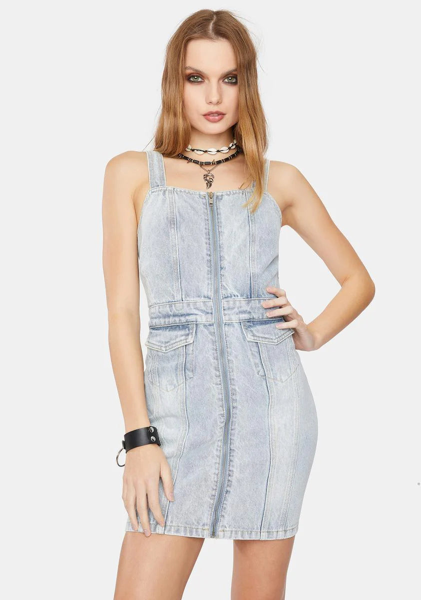 Seemed Pinnie Denim Mini Dress