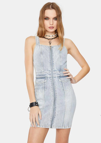 Seemed Pinnie Denim Mini Dress