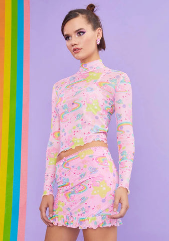 Rainbow Ride Mesh Long Sleeve Top