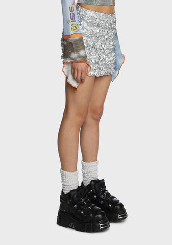 Platinum Poppin' Off Mini Skirt