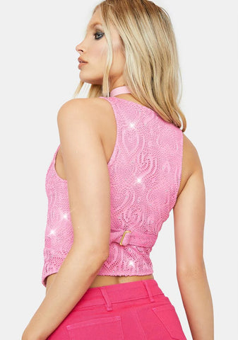 Stilettos On Lace Rhinestone Vest