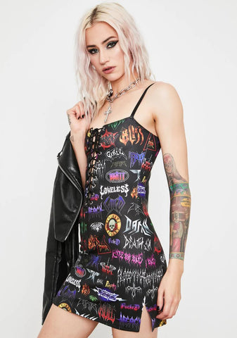 Metal Empire Lace Up Dress
