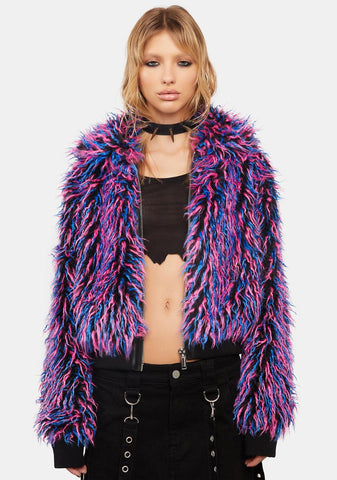 Neon Vibes Faux Fur Jacket