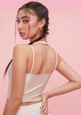 Ivory Raising The Vibe Satin Corset Top