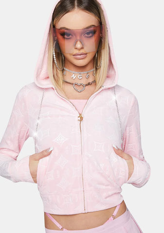 Embossed Velour Hoodie