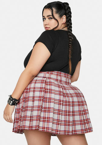 Plus Beige Miss Popular Pleated Skirt