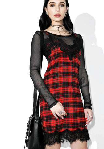 Scarlet Falling Out Plaid Slip Dress