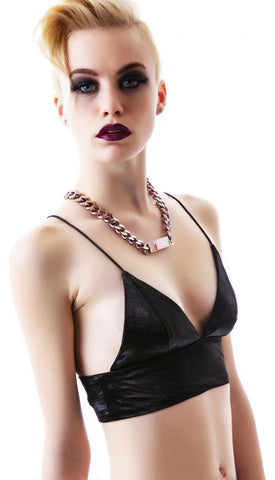Romance Satin Bralette - Black