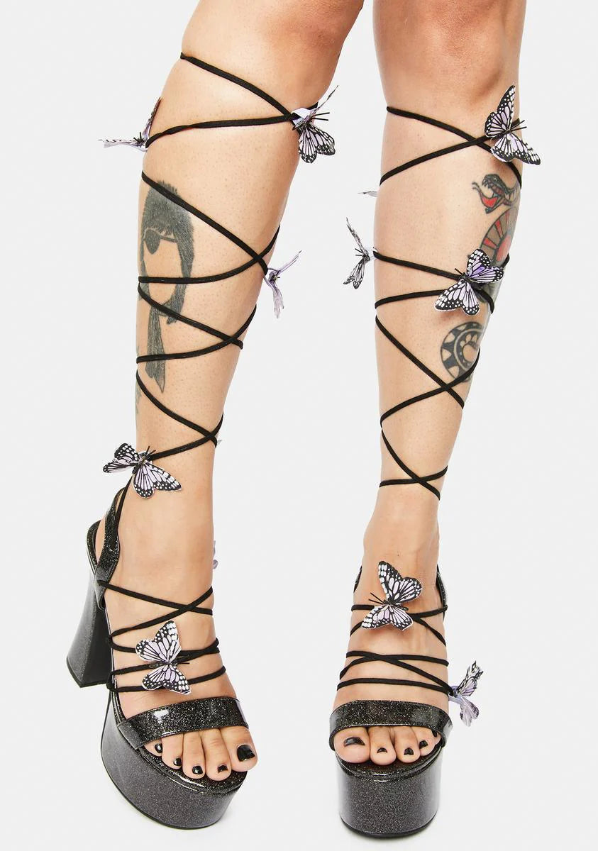Night Sparkle Pixie Queen Lace-Up Heels