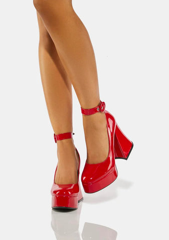Red Build Me Up Platform Heels