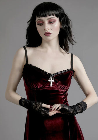 Wine Blind Faith Velvet Dress
