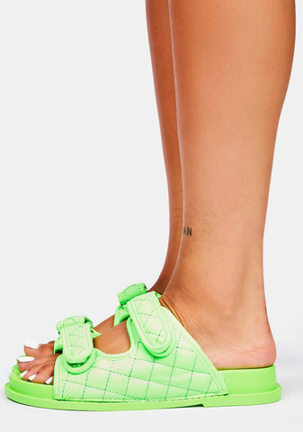 Lime I Finessed It Quilted Sandals