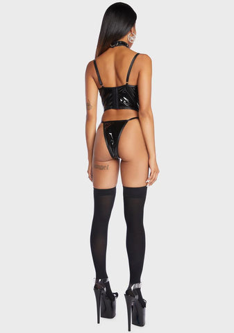 Vinyl Bustier Lingerie Set