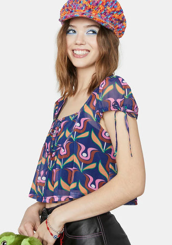 Disco Bliss Mesh Crop Top