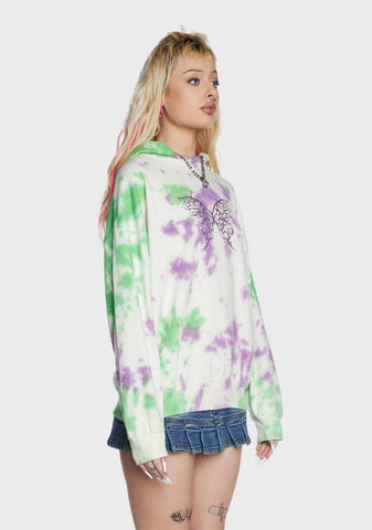 Butterfly Printed Tie Dye Hoodie
