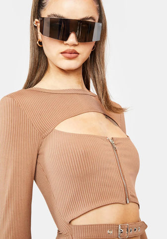 Never Basic Ribbed Cutout Top