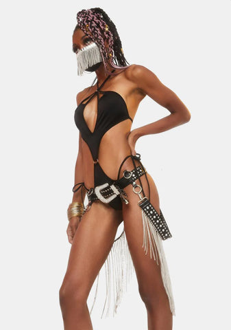 Onyx Cavern Crazy Rhinestone Fringe Belt