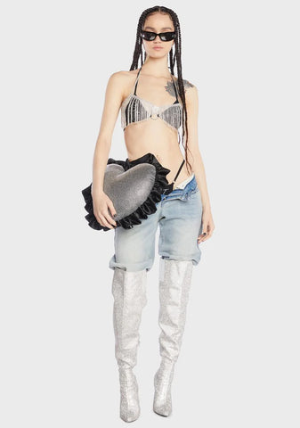 Billionaire Bling Rhinestone Heart Pillow