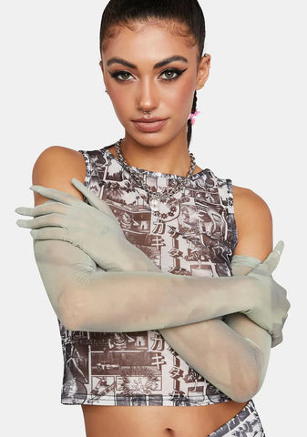 Olive Fairy Mesh Gloves