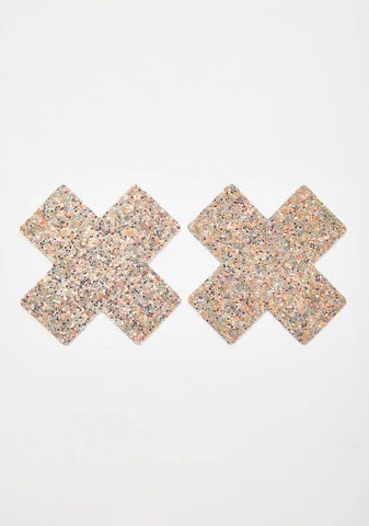 Reflective Glitter Cross Pasties
