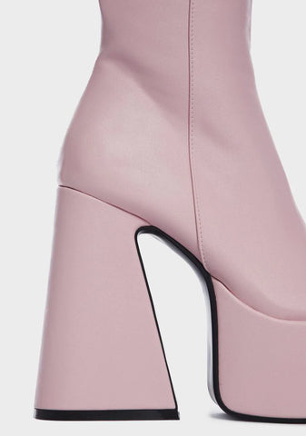 Pink Hate You Knee High Boots