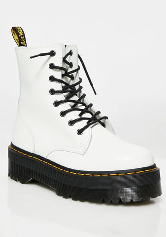 White Jadon 8 Eye Boots