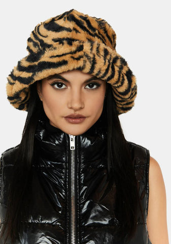 Tan In The Wild Fuzzy Bucket Hat