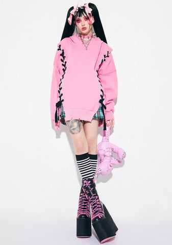 Hearts N Hellions Lace Up Hoodie