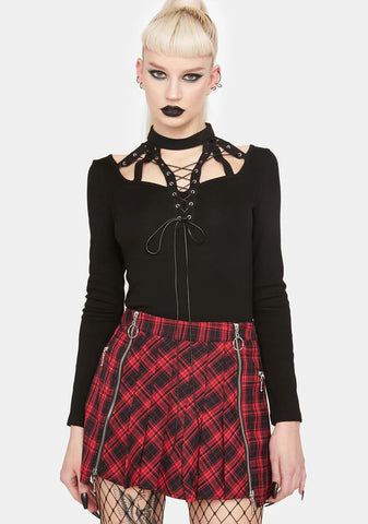 Red Plaid Mini Skirt