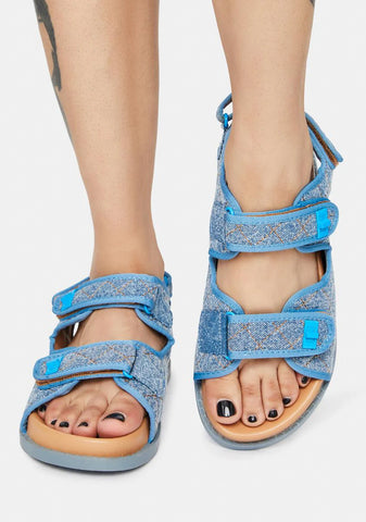 Aqua Carmen Denim Flat Sandals