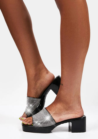 Midnight What's Your Motive Rhinestone Heels