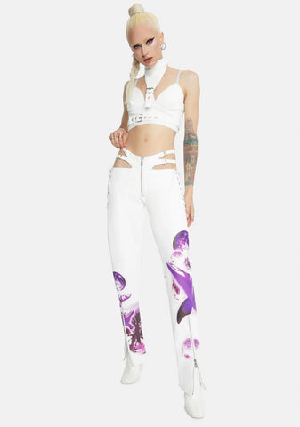 White Cyber Dolphin Lace-Up Trousers