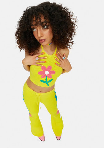 Summer Bummer Babe Daisy Crochet Halter Top