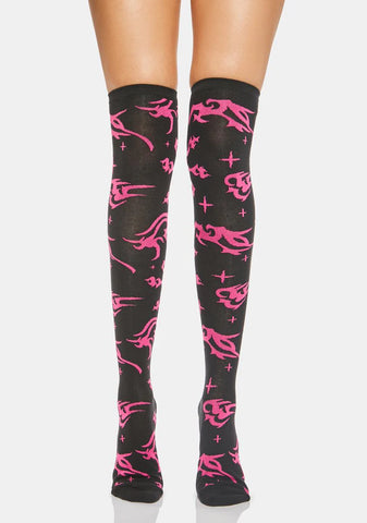 Cosmic Ink Thigh High Socks