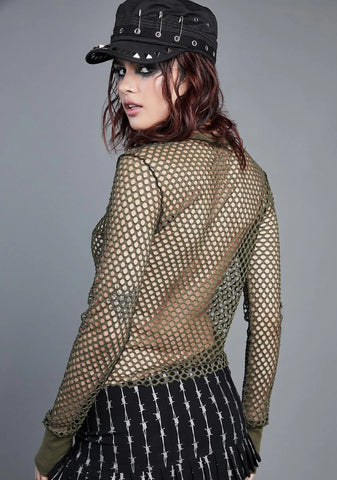 Downward Spiral Fishnet Top