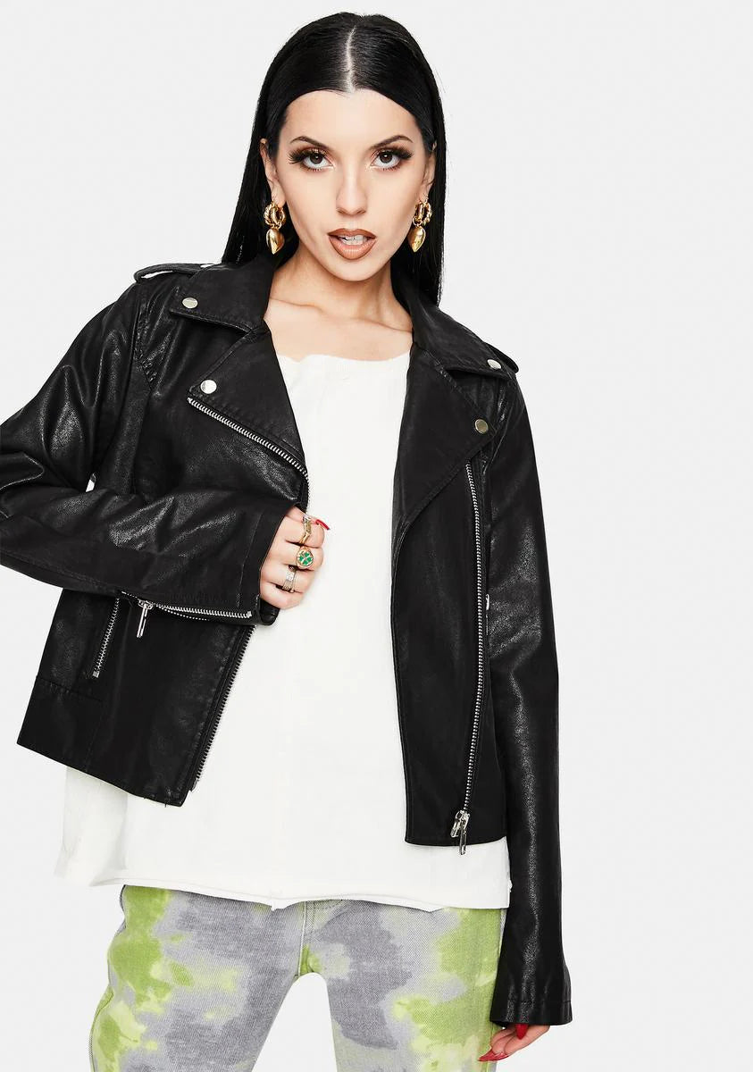 Ivana Vegan Leather Moto Jacket