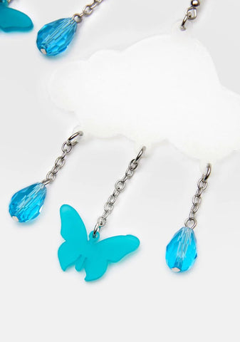 Butterfly In The Cloud Drop Earrings