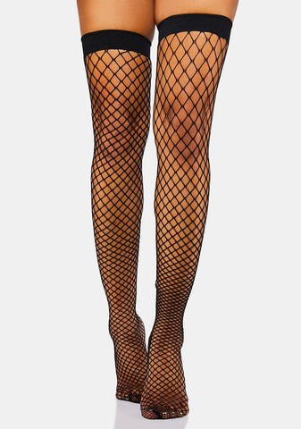 Wicked Deadly Kisses Fishnet Thigh Highs