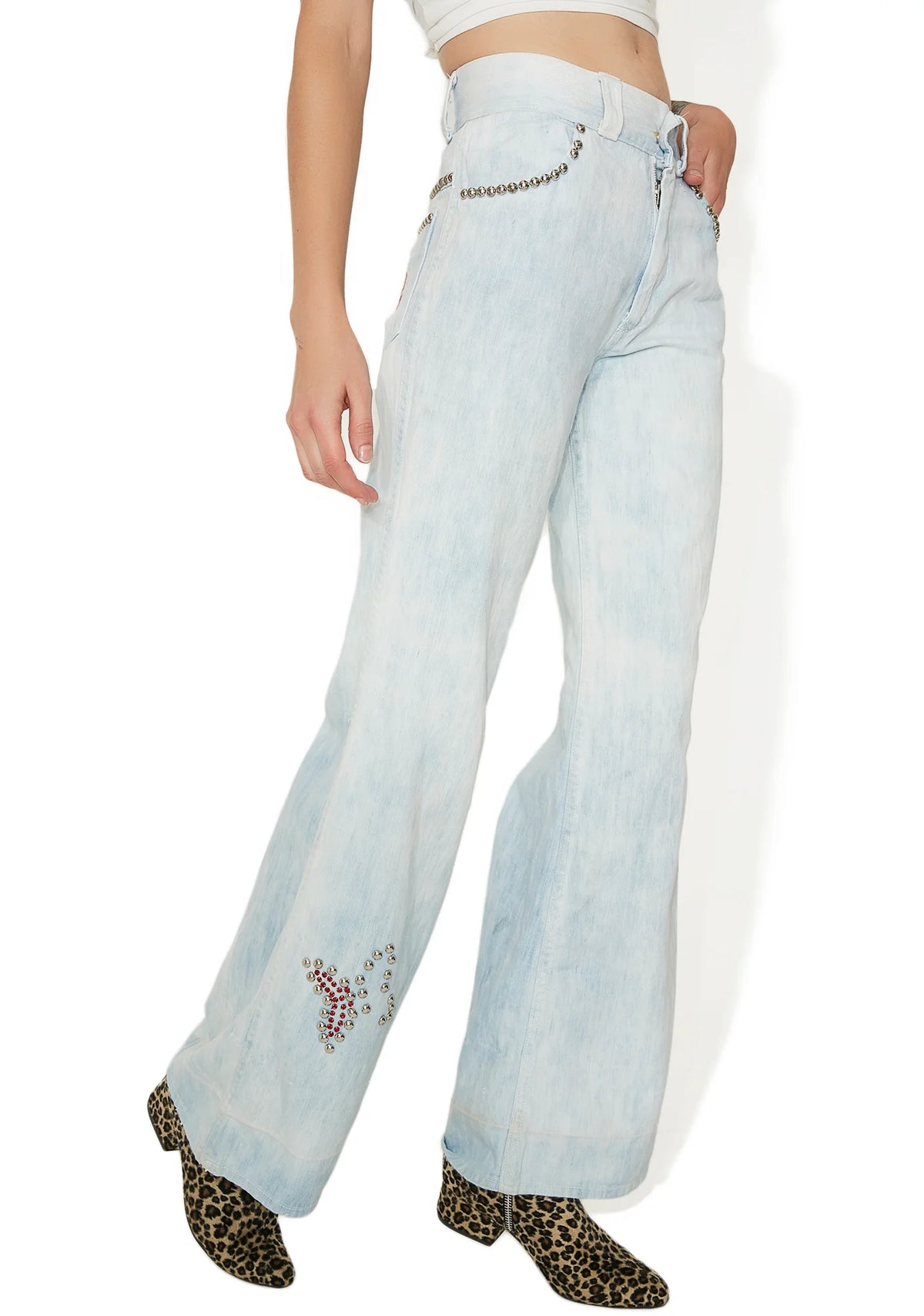 Vintage Studded Butterfly Bell Bottoms
