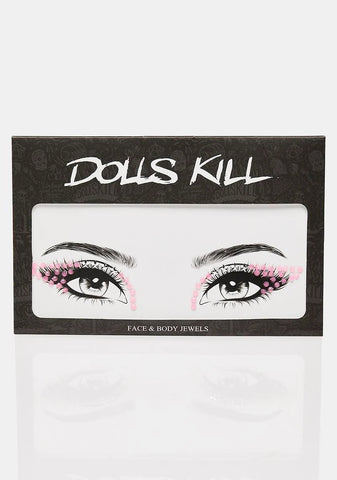 Pink Winged Rhinestone Face Gems