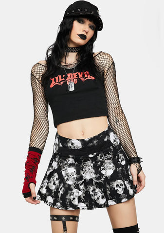 Shadow Skull Mary Chain Pleated Skirt