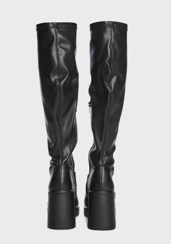 Noir Need Me Knee High Boots