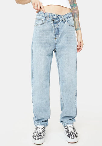 Overlap Button Jeans
