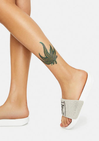 White Rhinestone Lord Nermal Slides