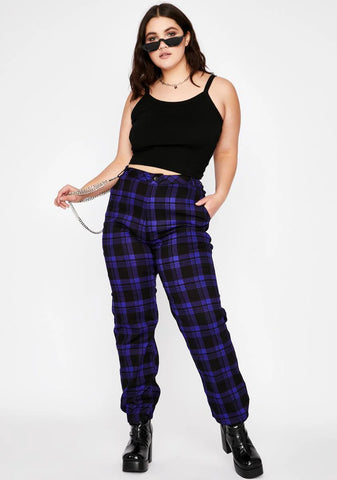 Plum Bad Misconduct Plaid Joggers