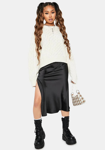 Rock The Boat Satin Midi Skirt