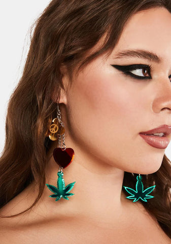 Peace Weed Earrings