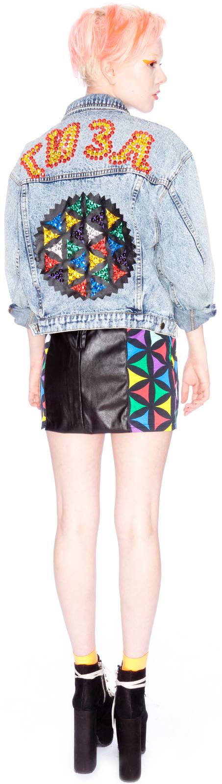 x Giza Geometric Denim Jacket