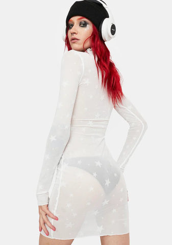 Icy Divine Sounds Mesh Mini Dress